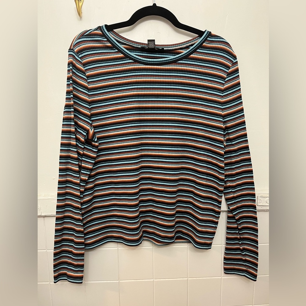 3X retro striped long sleeve tee
